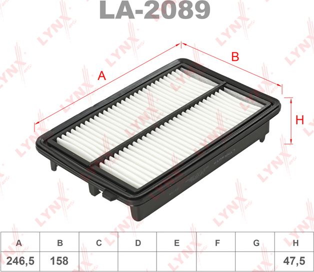 Воздушный фильтр LYNXauto. Артикул LA-2089