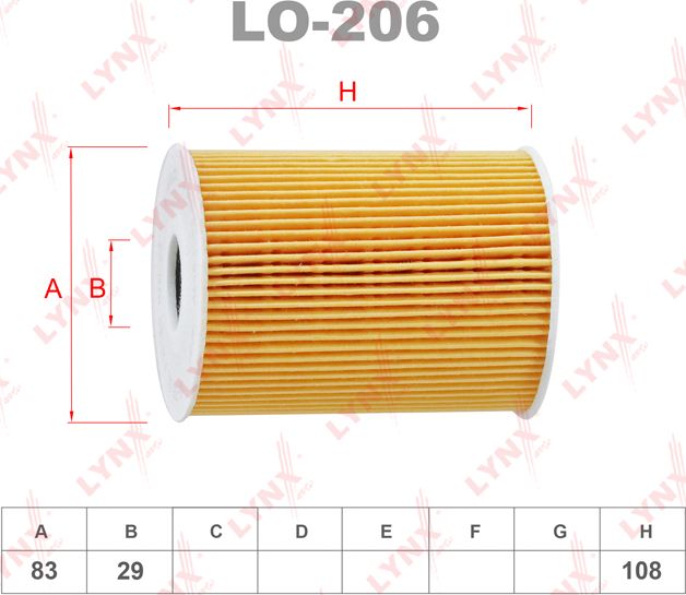 Масляный фильтр LYNXauto. Артикул LO-206