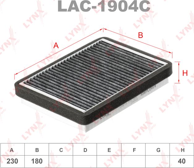 Салонный фильтр LYNXauto. Артикул LAC-1904C