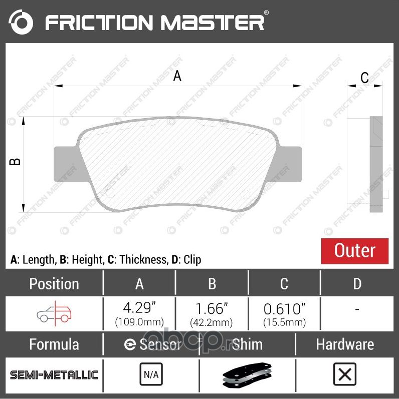 Brake pads (Frictionmaster). Артикул MKD1947