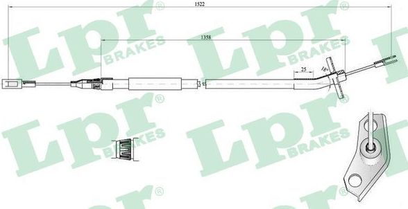 Трос ручника (тросик ручного тормоза) LPR. Артикул C0445B