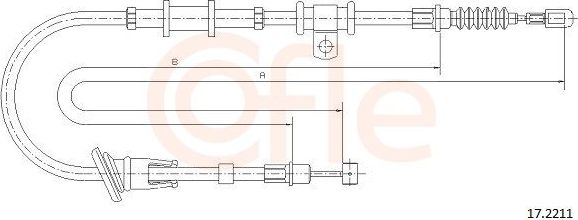 Трос ручника (тросик ручного тормоза) Cofle задний левый для Mitsubishi Space Star I 1998-2004. Артикул 17.2211