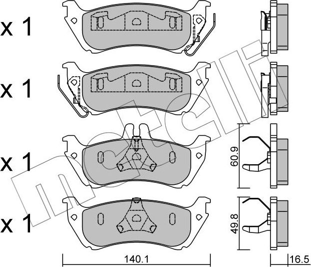 Тормозные колодки Metelli задние для Mercedes-Benz M-Класс I (W163) 1999-2001. Артикул 22-0570-1