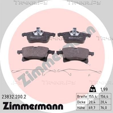 Тормозные колодки Zimmermann передние для Opel Meriva A 2003-2010. Артикул 23832.200.2
