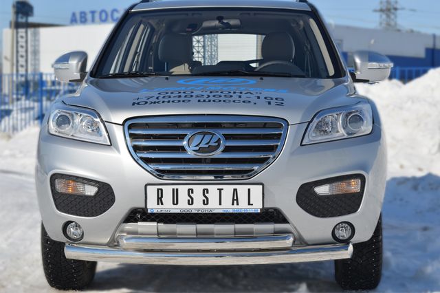 Защита RusStal переднего бампера d76/63 (дуга) для Lifan X60 2012-2016. Артикул LFZ-001239
