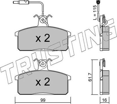 Тормозные колодки Trusting передние для Lancia Prisma 1983-1992. Артикул 028.2