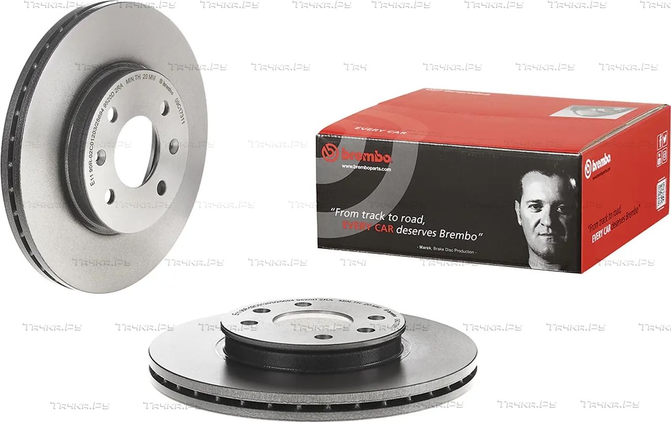 Тормозной диск Brembo UV Coated передний для Kia Rio III 2011-2017. Артикул 09.C173.11