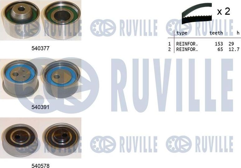 Ремень ГРМ с роликами (комплект) Ruville. Артикул 550431