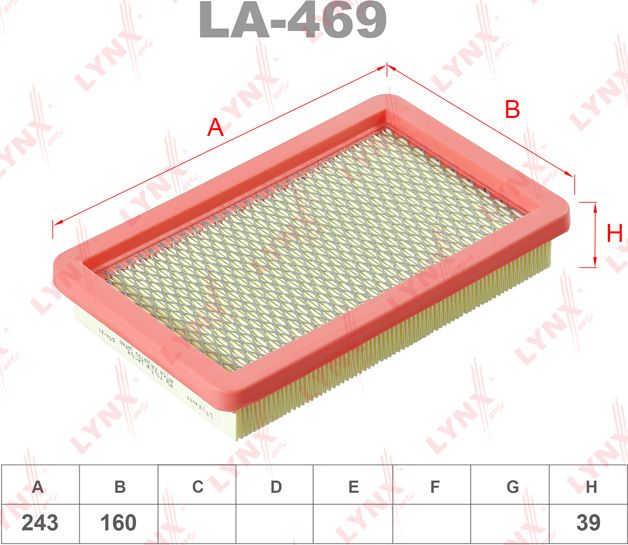 Воздушный фильтр LYNXauto для Mazda Premacy I (CP) 1999-2005. Артикул LA-469