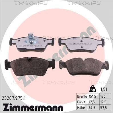Тормозные колодки Zimmermann rd:z передние для BMW Z4 I (E85/E86) 2002-2009. Артикул 23287.975.1