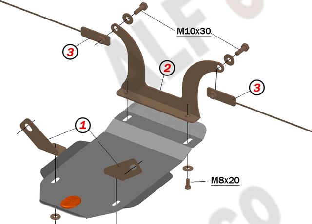 Защита алюминиевая Alfeco для редуктора заднего моста Subaru Forester IV 2012-2018. Артикул ALF.22.37 AL4