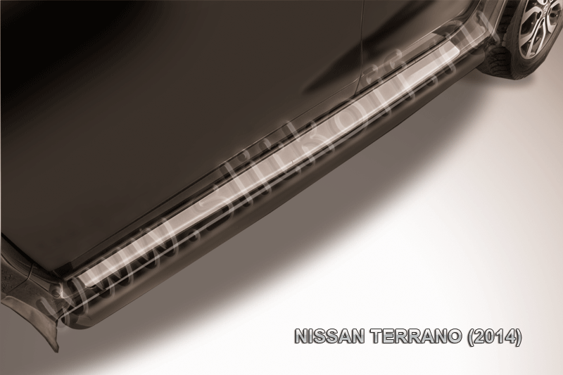 Пороги Slitkoff труба d57 ЧЕРНЫЕ матовые для Nissan Terrano III 2014-2026. Артикул NTER14-006B