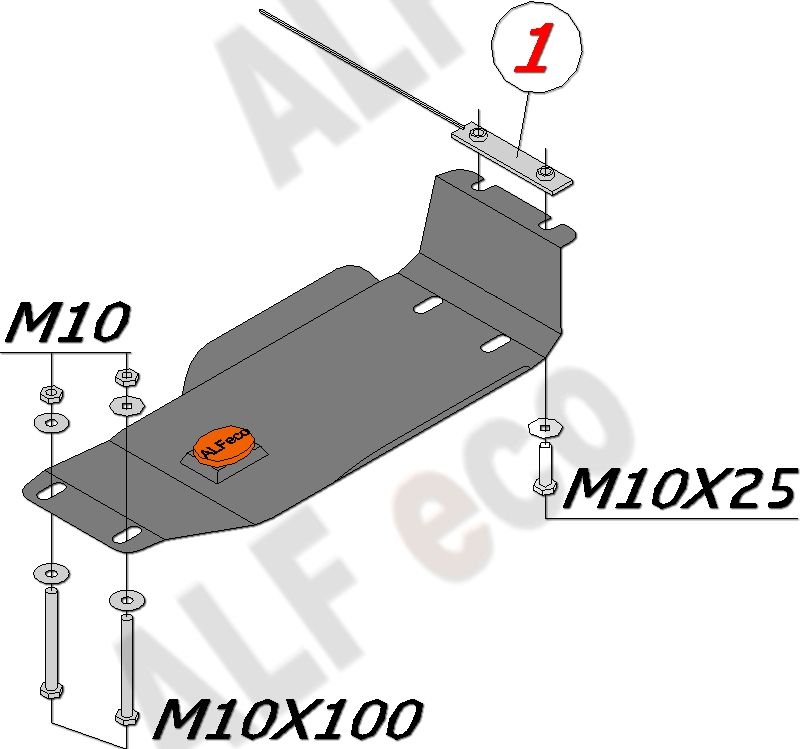 Защита алюминиевая Alfeco для редуктора заднего моста Subaru XV I 2011-2017. Артикул ALF.22.33al