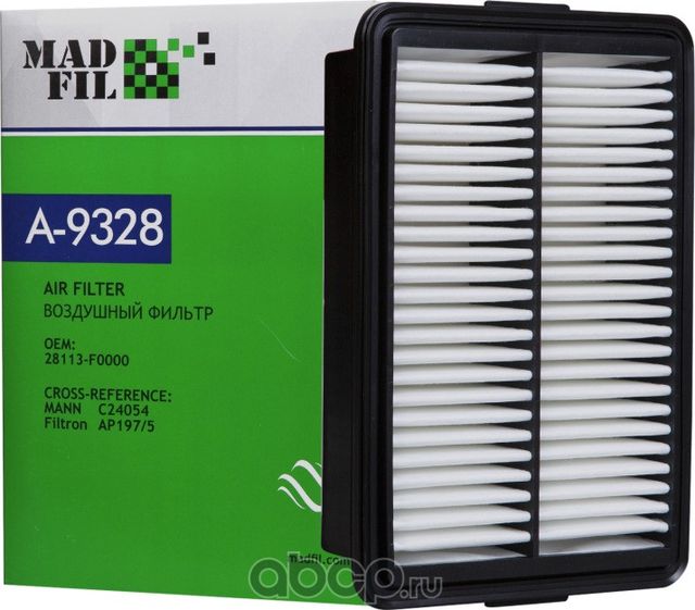 A-9328 MADFIL Фильтр воздушный HYUNDAI/KIA (28113-F0000.28113-F2000) A-9328 Madfil. Артикул A9328