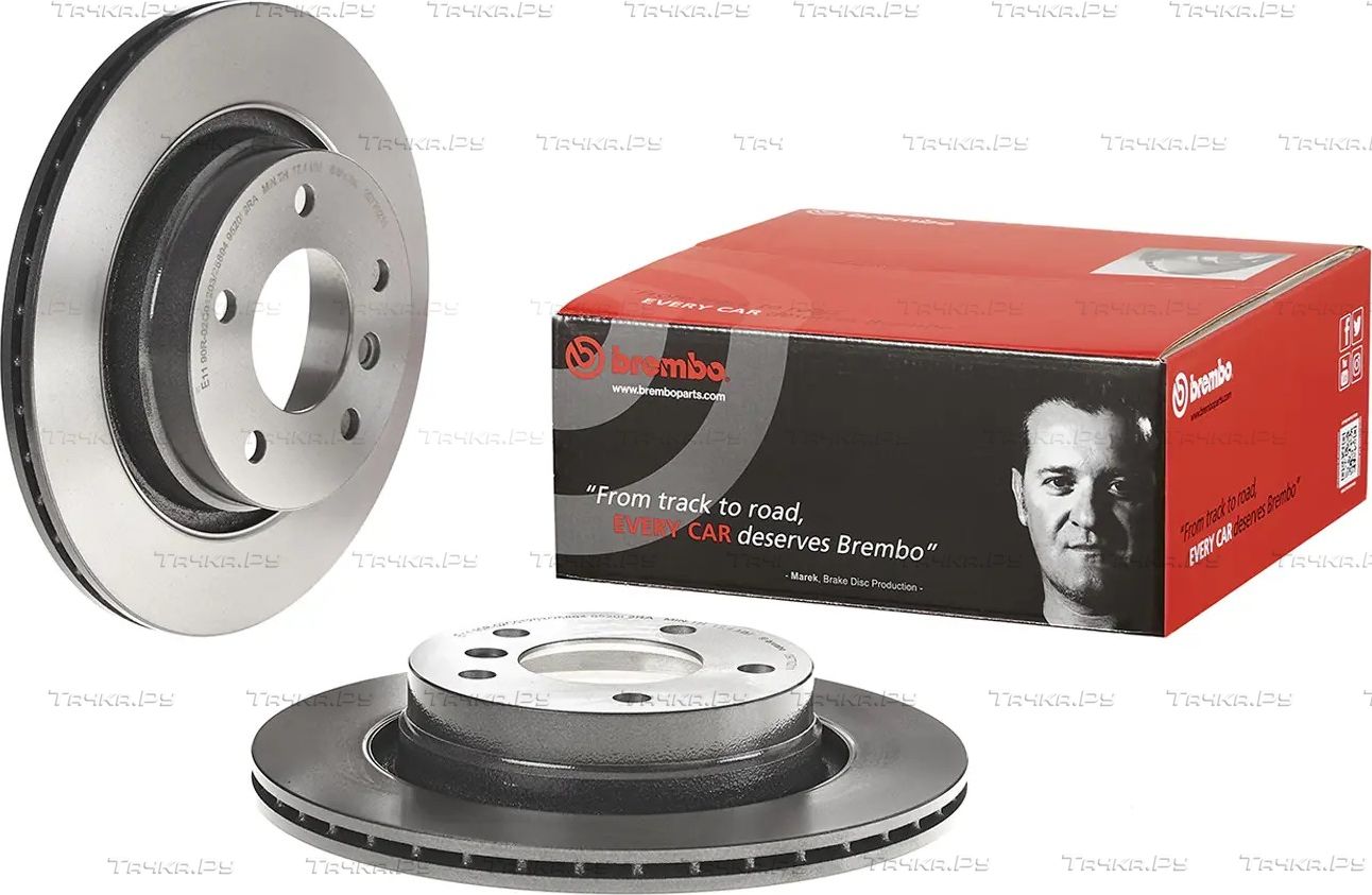 Тормозной диск Brembo PRIME LINE - UV Coated задний для BMW 3 IV (E46) 1998-2007. Артикул 09.7702.11