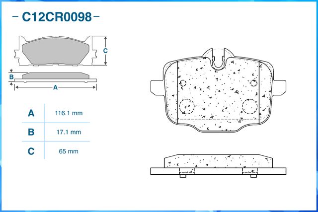 Колодки тормозные задние (Low Metallic) (Cworks). Артикул C12CR0098