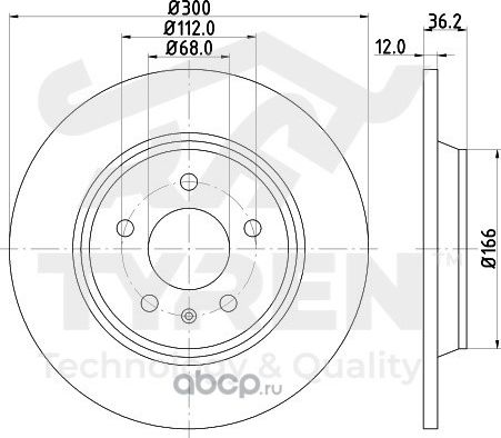 Тормозной диск (Tyren). Артикул TYR1023241