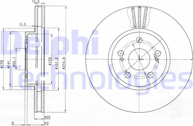 Тормозной диск Delphi. Артикул BG3823