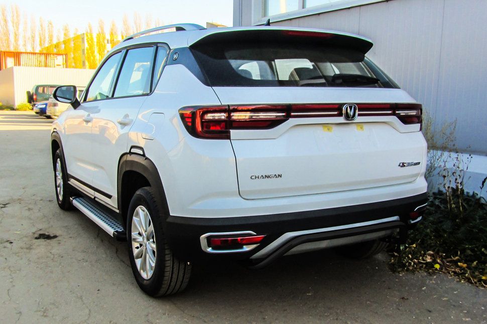 Защита Slitkoff задняя d42 скоба черная для Changan CS35 Plus 2019-2026. Артикул CHANCS35P-008B