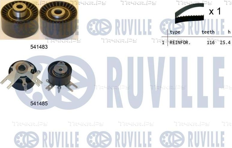 Ремень ГРМ с роликами (комплект) Ruville для Peugeot 407 2004-2011. Артикул 550125