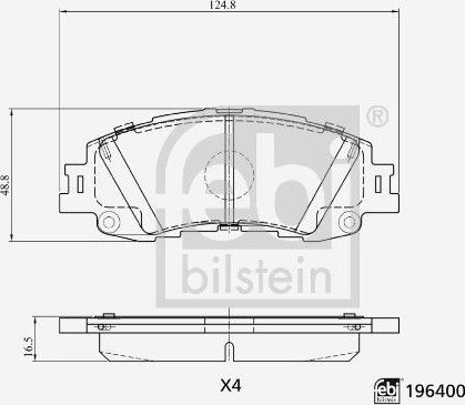 Тормозные колодки Febi Bilstein передние для Toyota Yaris XP210 2020-2026. Артикул 196400
