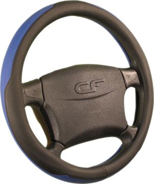Оплётка на руль CarFashion Select (размер M, экокожа, цвет ЧЕРНЫЙ/СИНИЙ). Артикул 31198