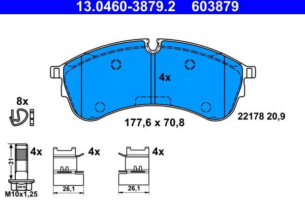 Тормозные колодки ATE. Артикул 13.0460-3879.2