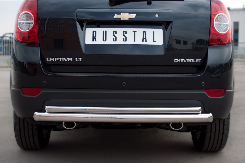 Защита RusStal заднего бампера d63/42 (дуга) для Chevrolet Captiva 2012-2013. Артикул CHCZ-000832