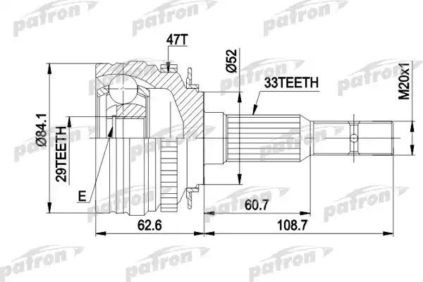 Шрус наружный (граната) Patron для Daewoo Espero 1995-1999. Артикул PCV1279