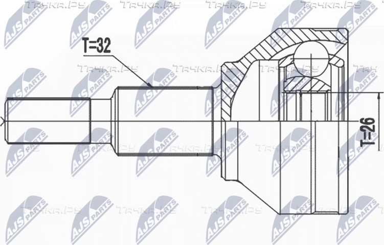 Шрус наружный (граната) NTY передний для Dodge Journey I 2013-2026. Артикул NPZ-CH-031
