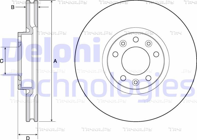 Тормозной диск Delphi передний для Citroen Berlingo III 2018-2026. Артикул BG4696C
