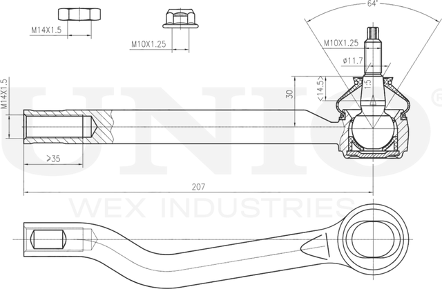 Наконечник рулевой тяги (Unio). Артикул SSP-10158