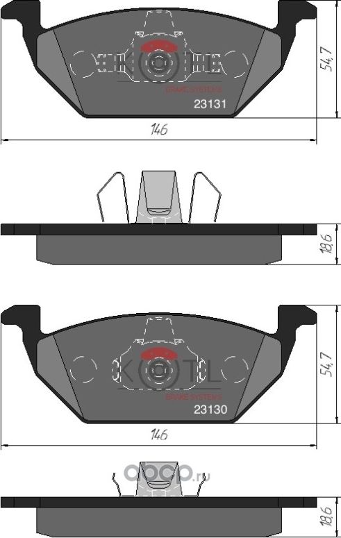Колодки тормозные дисковые передние к-т AUDI A3 >03/VW G4/G5/SKODA OCTAVIA 1.4/1.6 (Kotl) Kotl. Артикул 1357kt