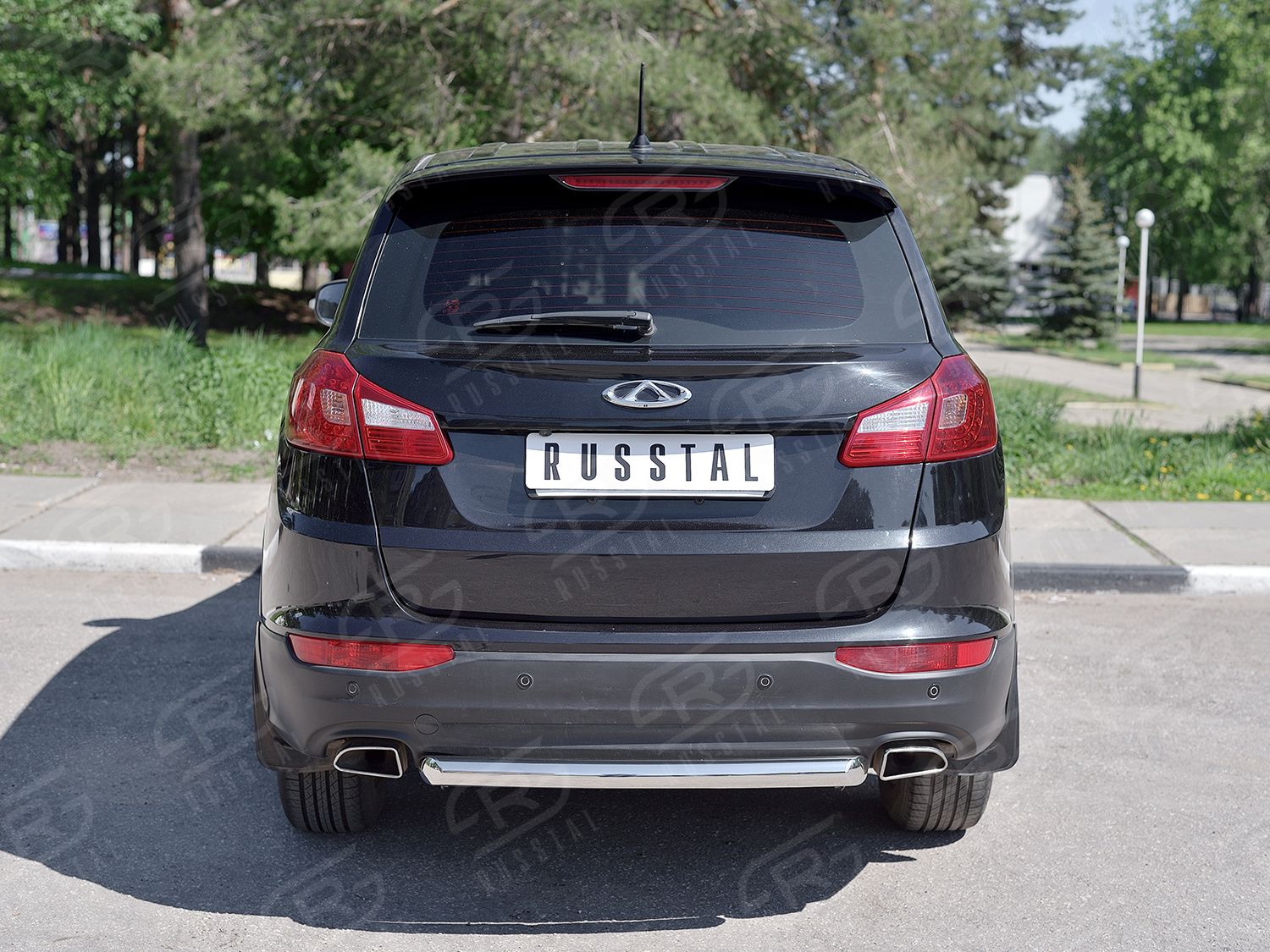 Защита RusStal заднего бампера d63 дуга для Chery Tiggo 5 2014-2016. Артикул CT5Z-002268