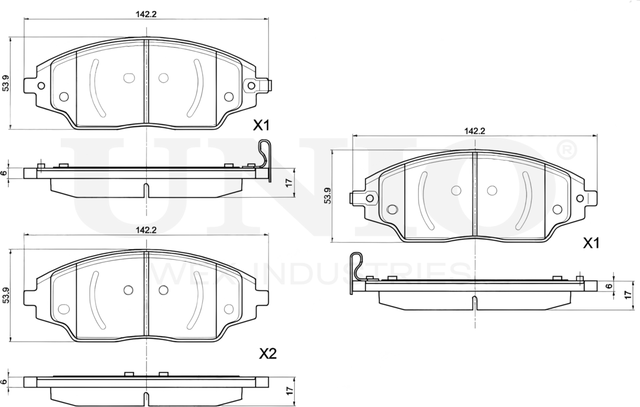 Колодки тормозные дисковые, комплект (Unio). Артикул BRP-20291