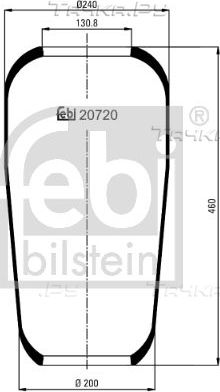 Пневмоподушка (пневморессора) Febi Bilstein передняя/задняя для Volvo  FM12 1999-2001. Артикул 20720
