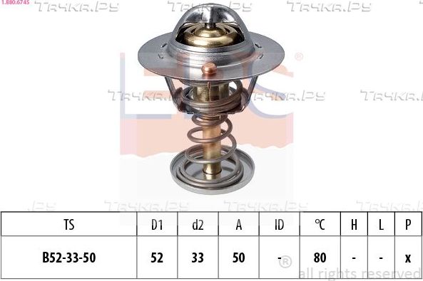 Термостат EPS Made in Italy - OE Equivalent для Toyota Yaris II 2005-2013. Артикул 1.880.674S