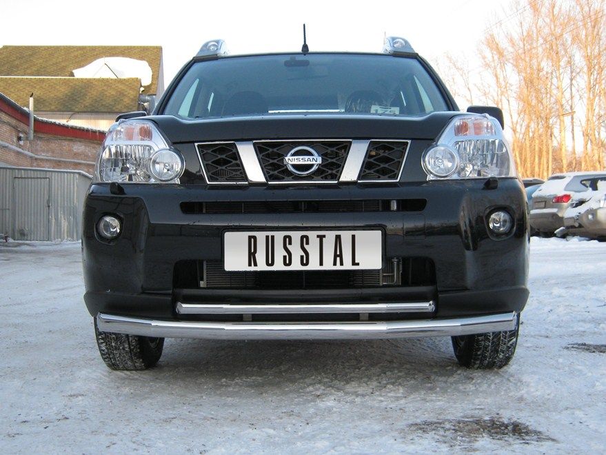 Защита RusStal переднего бампера d63/42 (5 секций) для Nissan X-Trail T31 2007-2010. Артикул NXZ-000098