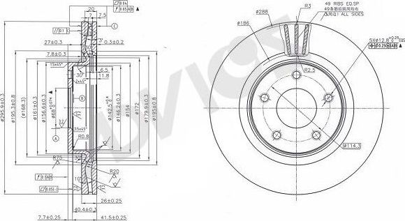 Тормозной диск Advics. Артикул B6F131B