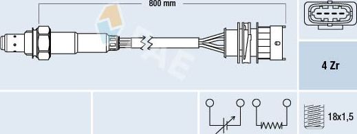Лямбда-зонд (кислородный датчик) FAE. Артикул 77157