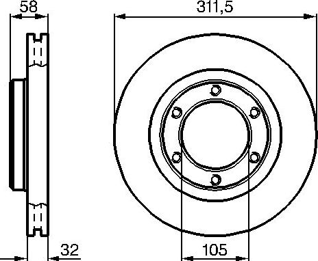 Тормозной диск Bosch передний для Toyota Land Cruiser 80 1992-1997. Артикул 0 986 478 580