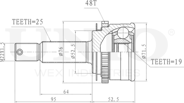ШРУС наружный (Unio). Артикул CVJ-20086