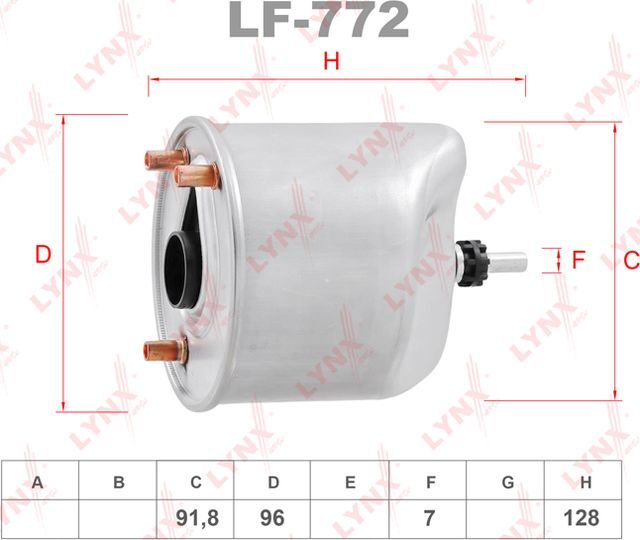 Топливный фильтр LYNXauto для Citroen C3 Picasso I 2010-2017. Артикул LF-772