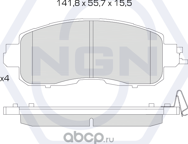 Колодки тормозные керамические, передние (NGN). Артикул 3501498