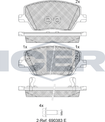 Тормозные колодки Icer для Fiat Tipo 356 2015-2026. Артикул 182275-207