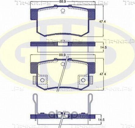 Тормозные колодки G.U.D. задние для Honda Integra III 1997-2001. Артикул GBP032502