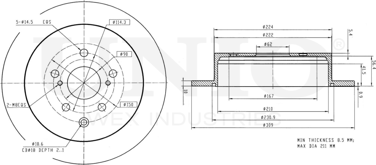 Диск тормозной (Unio). Артикул BRD-20389