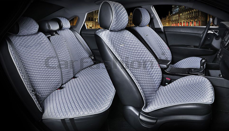 Накидки универсальные CarFashion Palermo Plus для авто, цвет Темно серый/Синий. Артикул 21768