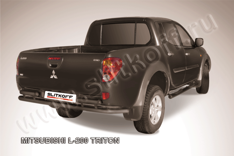 Защита Slitkoff заднего бампера d57 ЧЕРНАЯ матовая для Mitsubishi L200 IV Triton 2006-2015. Артикул ML014B