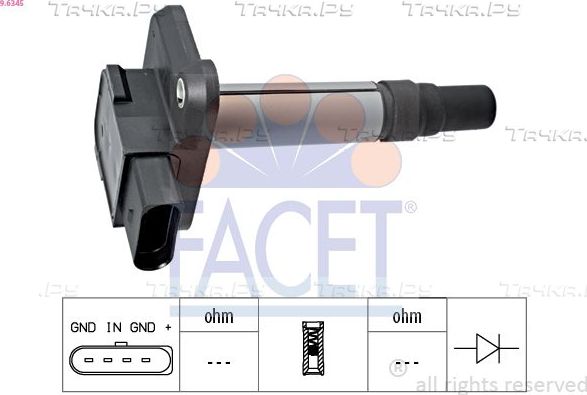 Катушка зажигания Facet Made in Italy - OE Equivalent для Volkswagen New Beetle I (A4) 1999-2010. Артикул 9.6345